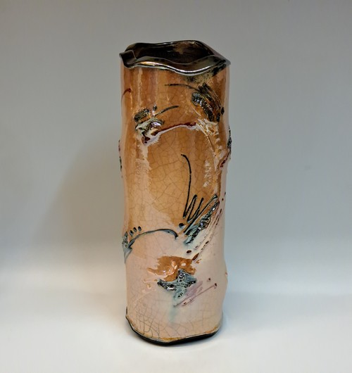 Click to view detail for #240735 Raku Vessel Glitter Glaze $79